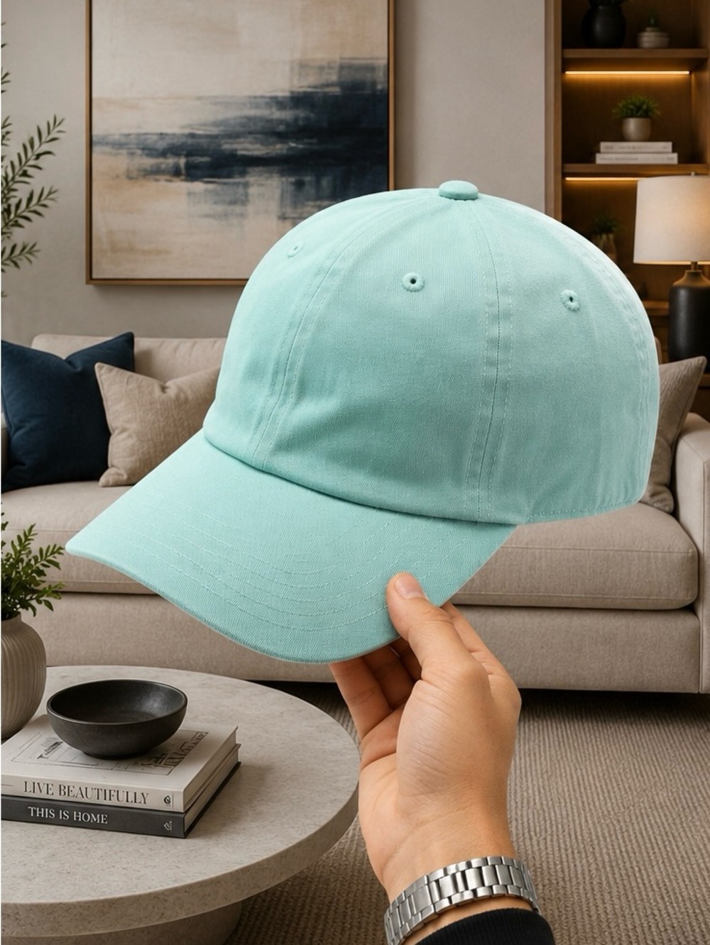 Mint Teal Cotton Baseball Cap - Unbranded